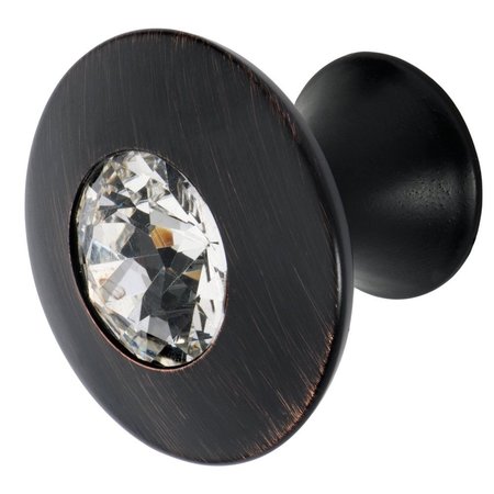 WISDOM STONE Felicia Cabinet Knob, 1-1/4 in dia., Oil Rubbed Bronze with Clear Crystals 4210ORB-C